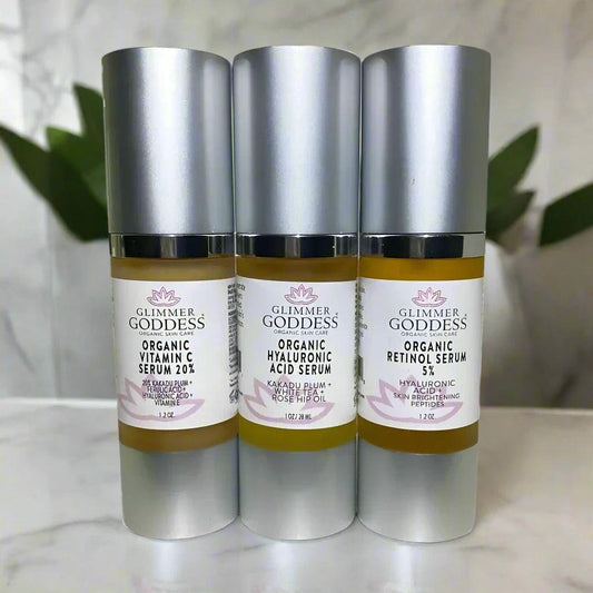 Organic... Firm & Glow Anti-Aging Serum - Reduce Fine Lines & Wrinkles - 3 Piece Set - Opal Accents