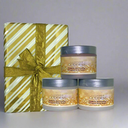 Organic Shimmering Whipped Body Butter Trio - Gift Set - Opal Accents