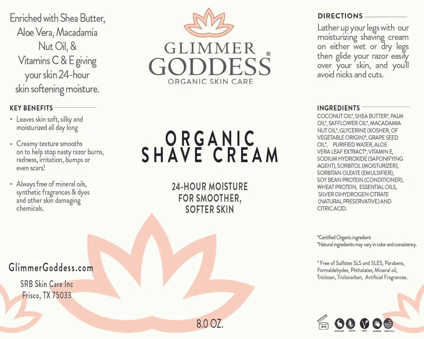 Organic Shave Cream w/Aloe, Coconut Oil & Shea Butter - Opal Accents